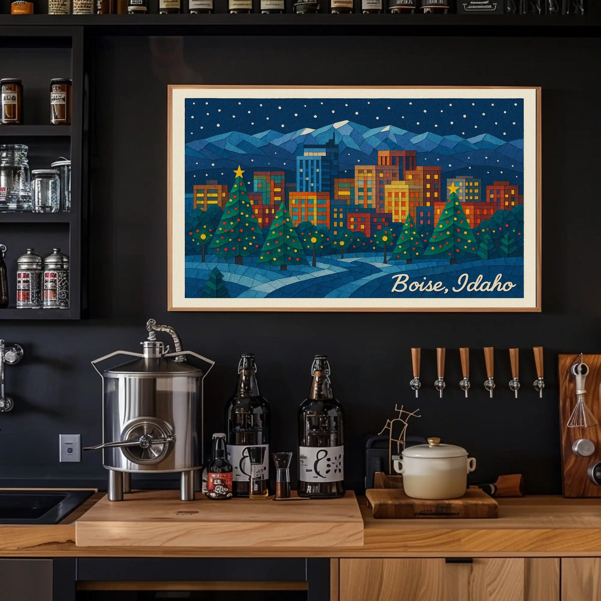 Boise, Idaho Holiday Nightscape Poster
