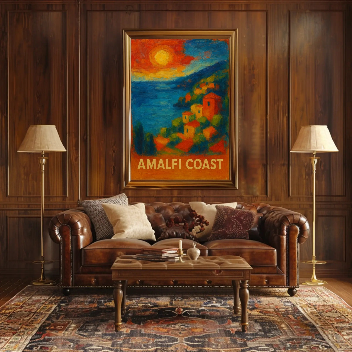 Amalfi Coast Poster Wall Art for Coastal Home Decor