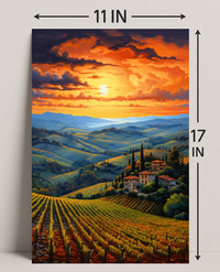 Sunset Over Tuscan Vineyards Poster
