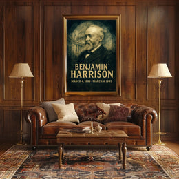 Benjamin Harrison 23rd President of the United States Double Exposure Poster