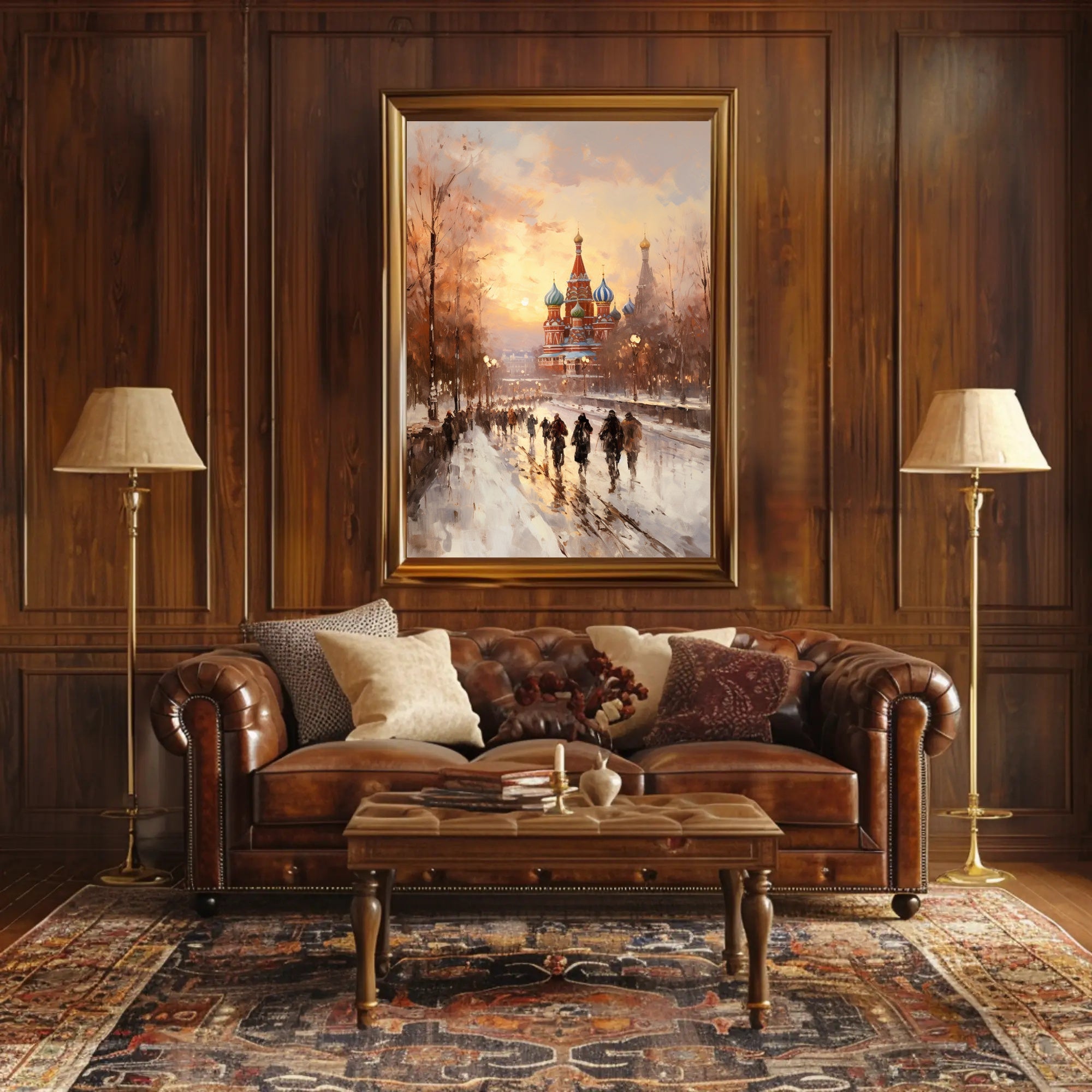 Winter Stroll By St. BasilS Cathedral Poster