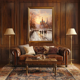 Winter Stroll By St. BasilS Cathedral Poster