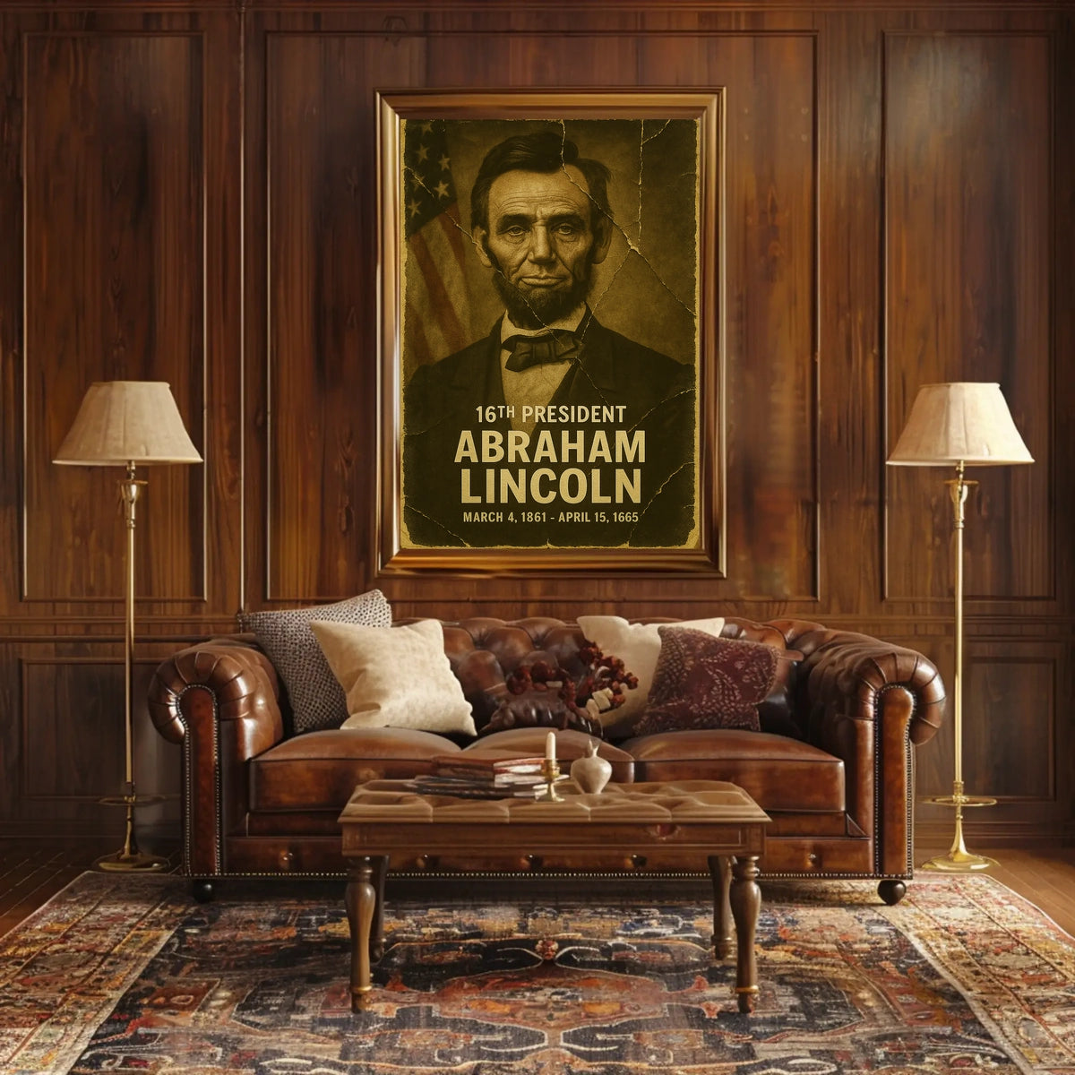 Abraham Lincoln 16th President of the United States Damaged Photograph Poster
