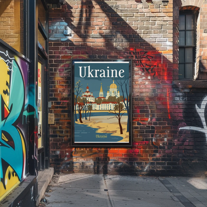 Ukraine Cityscape Vintage Poster