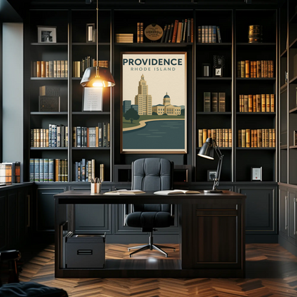 Providence Rhode Island Vintage Skyline Travel Poster