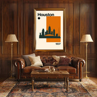 Houston Cityscape Silhouette Art Print Travel Poster
