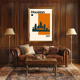 Houston Cityscape Silhouette Art Print Travel Poster