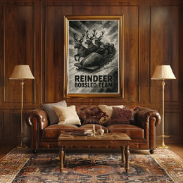Reindeer Bobsled Team Vintage Fantasy Sports Poster