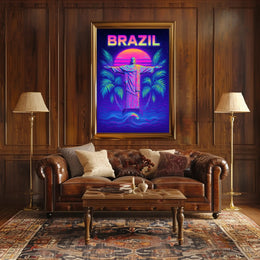 Brazil Neon Vibes Poster PosterGoat