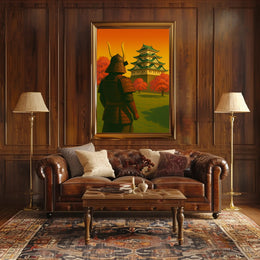 Samurai at Sunset Poster PosterGoat