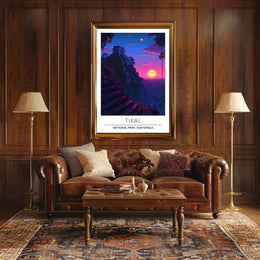 Tikal Temple Sunset Adventure National Park Poster