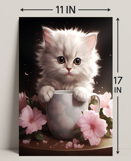 Kitten In A Cup Poster PosterGoat