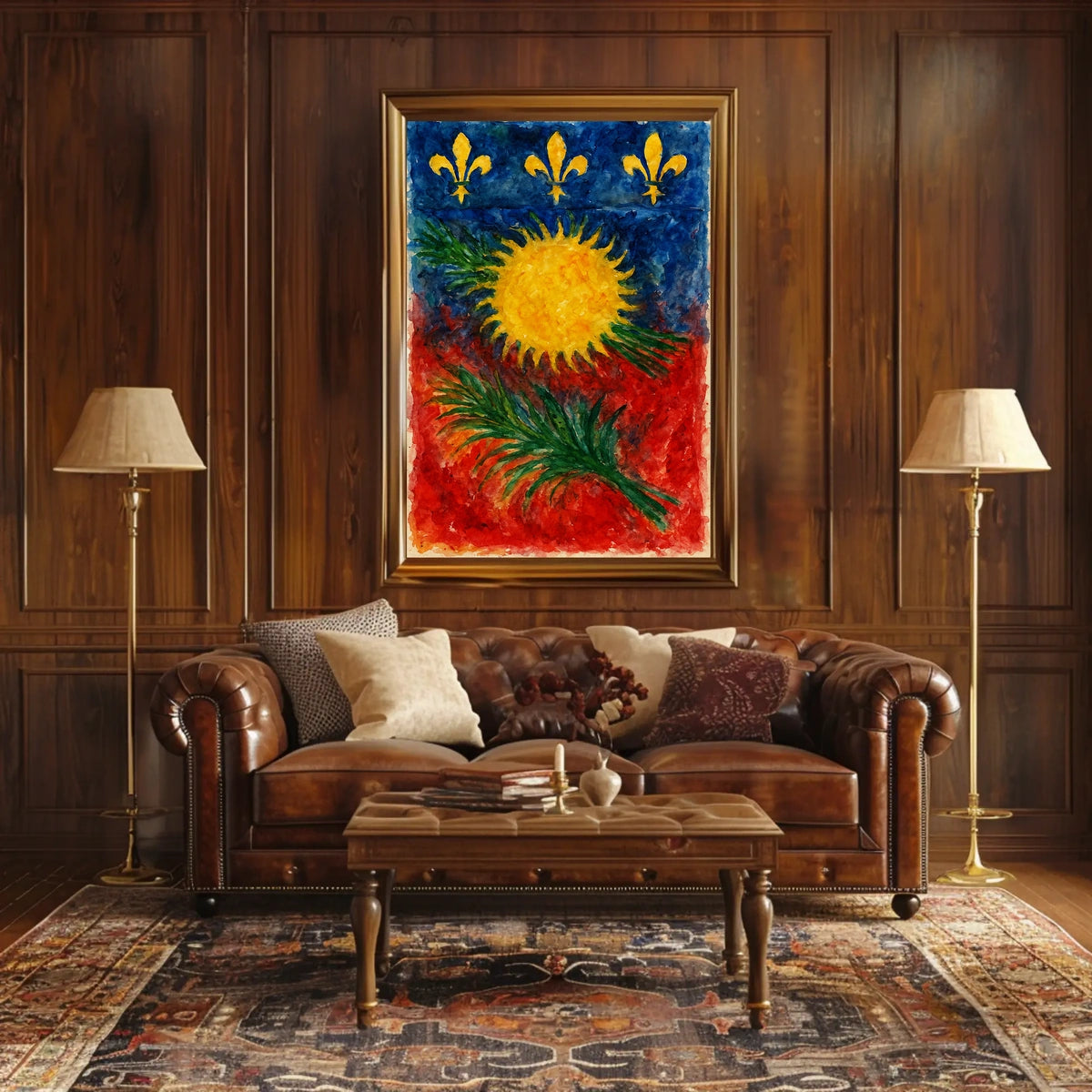 Vibrant Heraldic Sunburst Poster