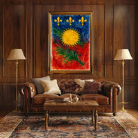 Vibrant Heraldic Sunburst Poster