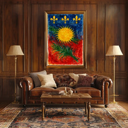 Vibrant Heraldic Sunburst Poster