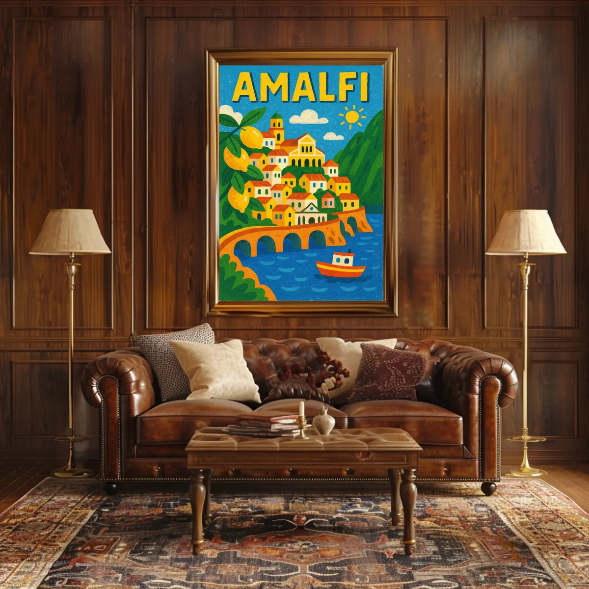 Amalfi Coast Illustration Poster