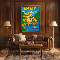Amalfi Coast Illustration Poster