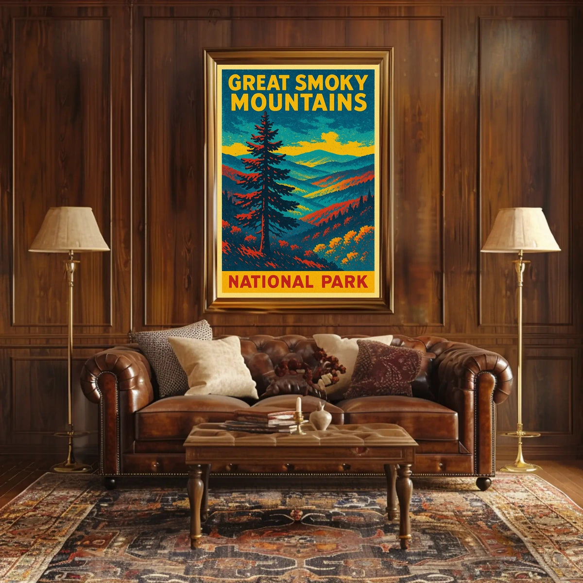 Great Smoky Mountains Vintage Travel Poster Art Nostalgic Retro Adventure Landscape Poster