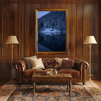 Tranquil Winter Scene with Snowy Cabin National Park Poster
