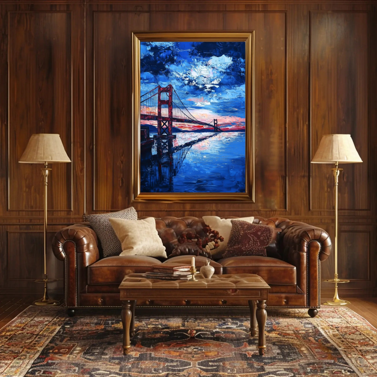 Golden Gate Bridge Sunset Landscape Artwork Modern Poster