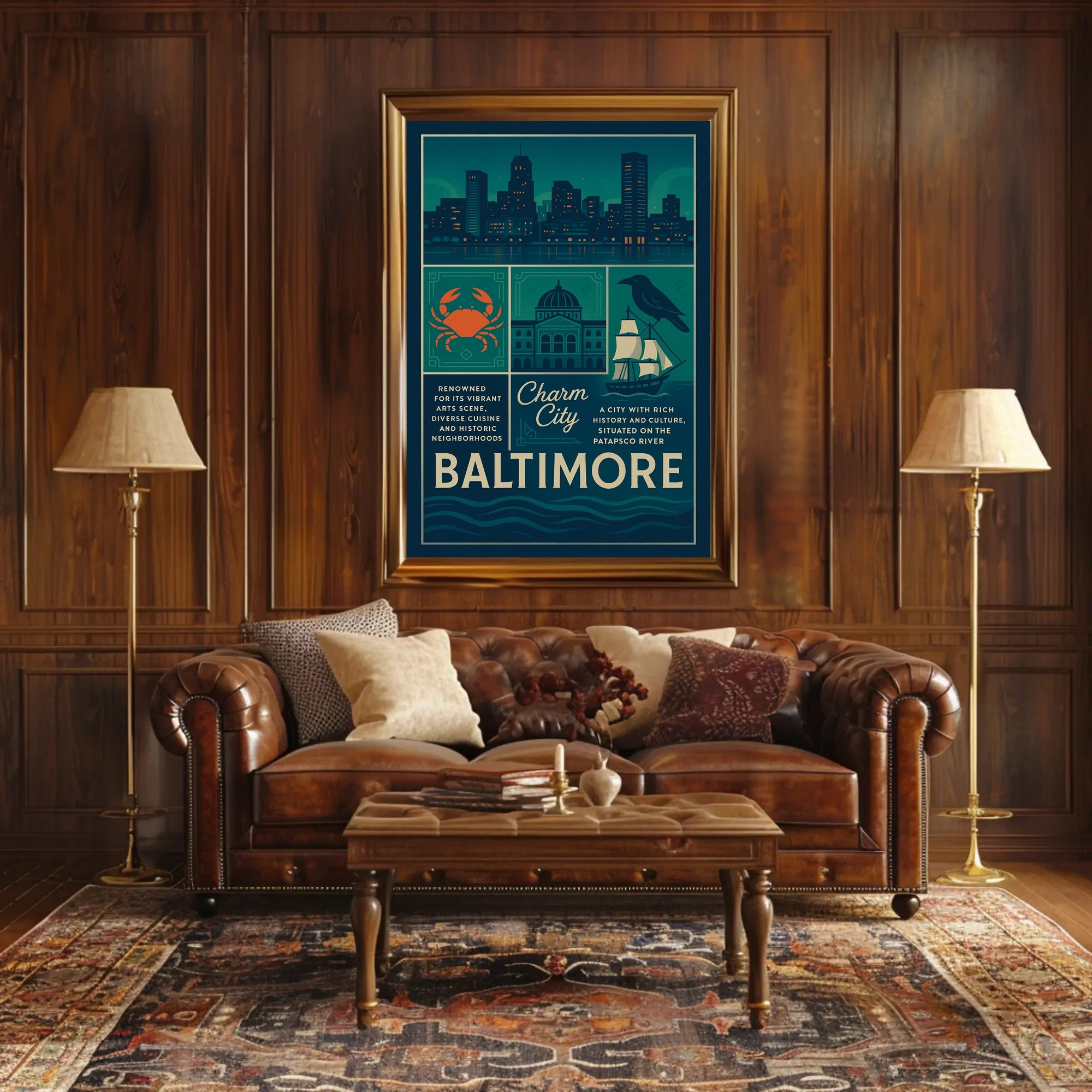 Baltimore Vintage Charm Travel Poster PosterGoat