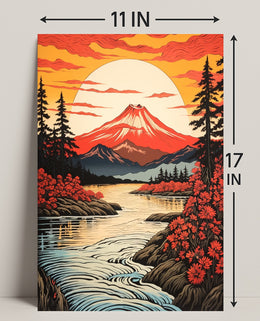 Majestic Mountain Sunset Poster PosterGoat