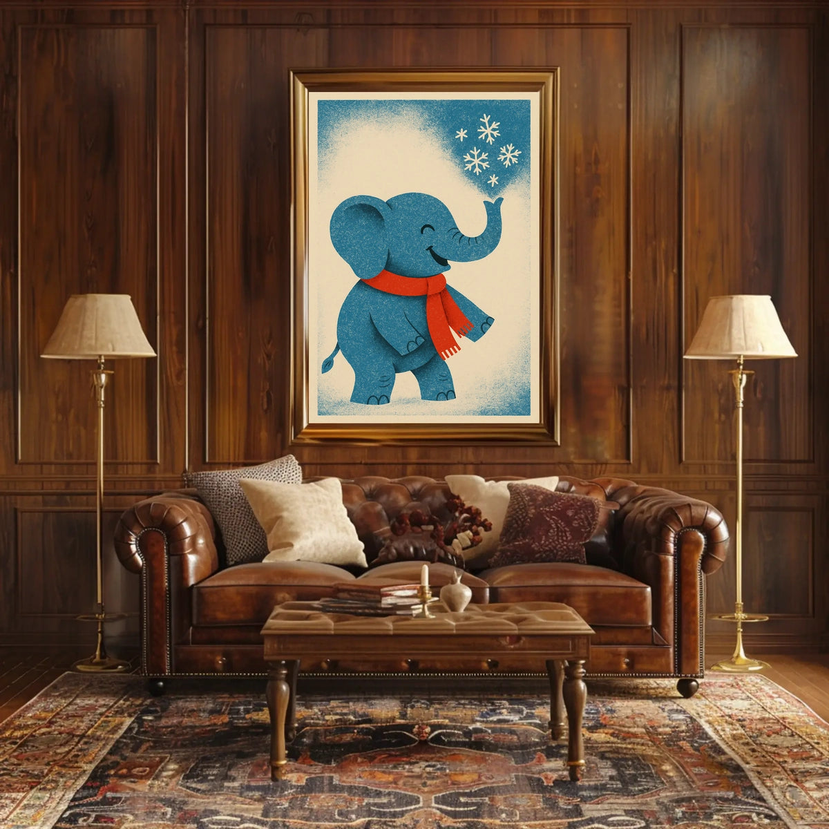 Winter Elephant Delight Poster