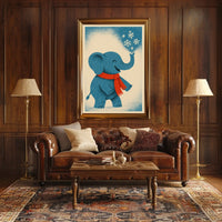 Winter Elephant Delight Poster