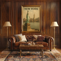 New York Skyline And The Statue Of Poster