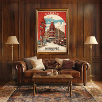 Vintage Winnipeg Landmark with Classic Cars Urban or Cityscape Poster