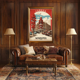 Vintage Winnipeg Landmark with Classic Cars Urban or Cityscape Poster