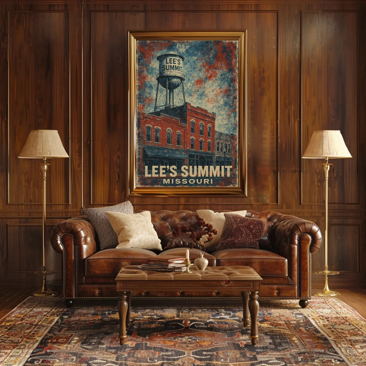 Lees Summit Water Tower Cultural Heritage Retro 80s Folk Art Vintage Missouri Community Pride Poster