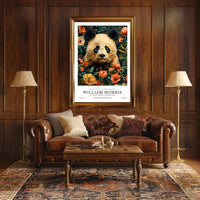William Morris-Inspired Panda Floral Art - Artistic Poster
