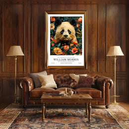 William Morris-Inspired Panda Floral Art - Artistic Poster