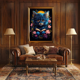 Mystical Blue Cat Fantasy Art Poster Adventure