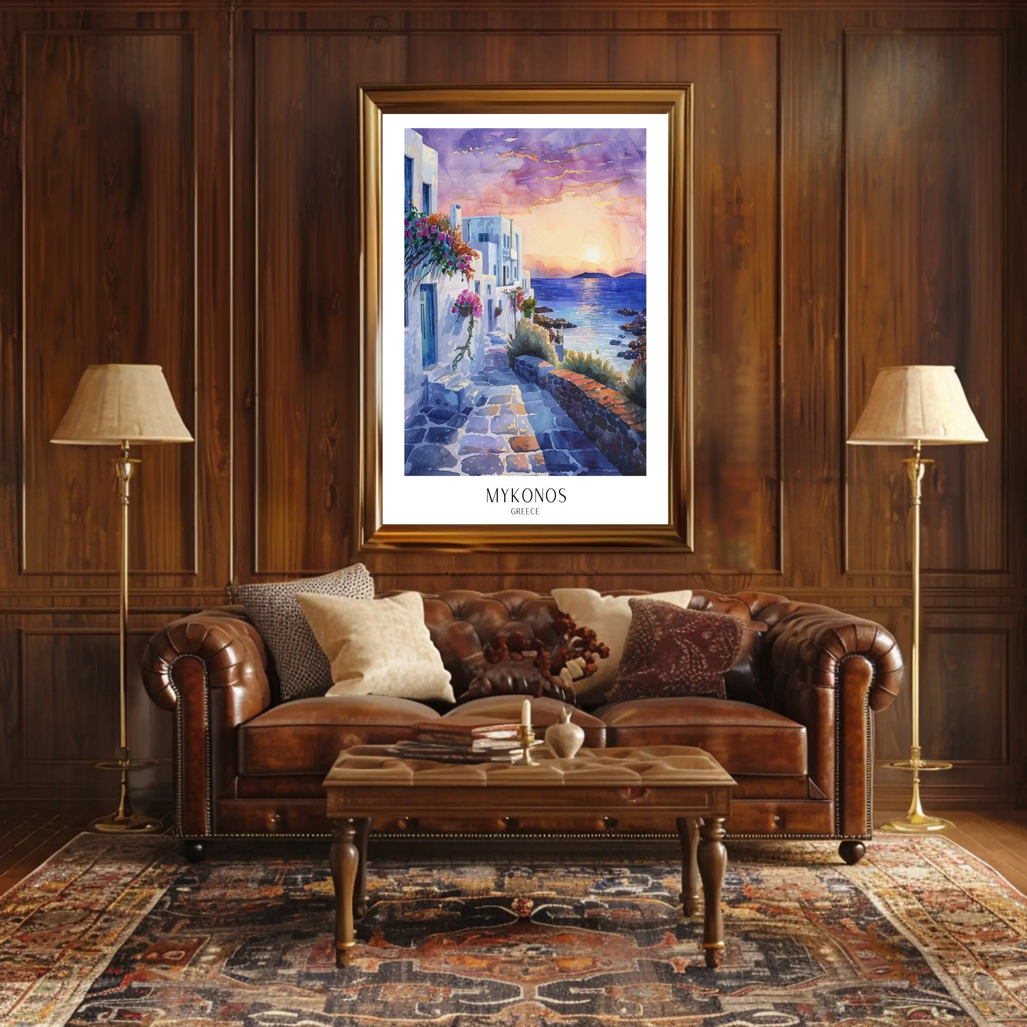 Mykonos Sunset Dreaming Travel Poster PosterGoat