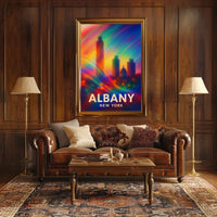 Albany Skyline Abstract Art Poster: Vibrant Cityscape