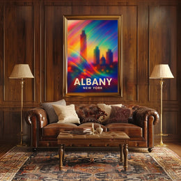 Albany Skyline Abstract Art Poster: Vibrant Cityscape
