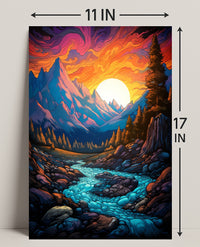 Vibrant Mountain Sunset Poster PosterGoat