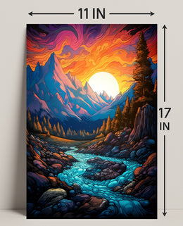 Vibrant Mountain Sunset Poster PosterGoat