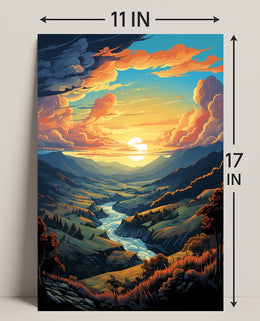 Majestic Sunset Valley Poster