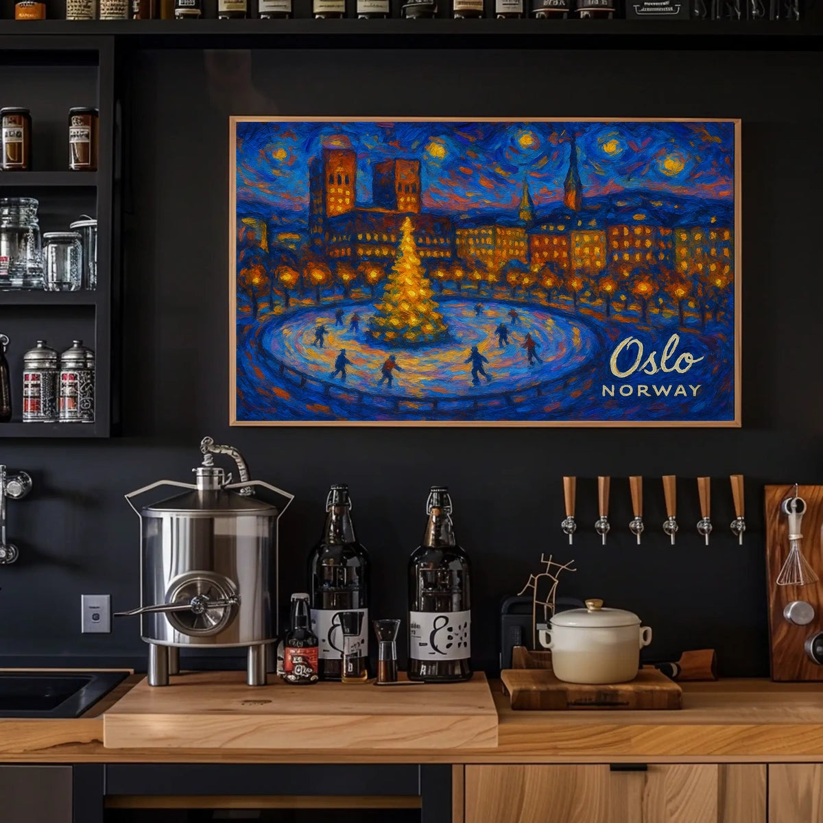 Oslo Winter Night Photography Realism Poster