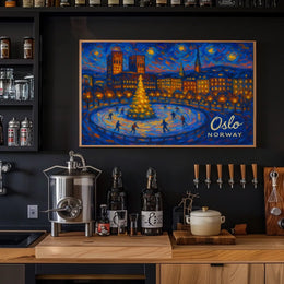 Oslo Winter Night Photography Realism Poster