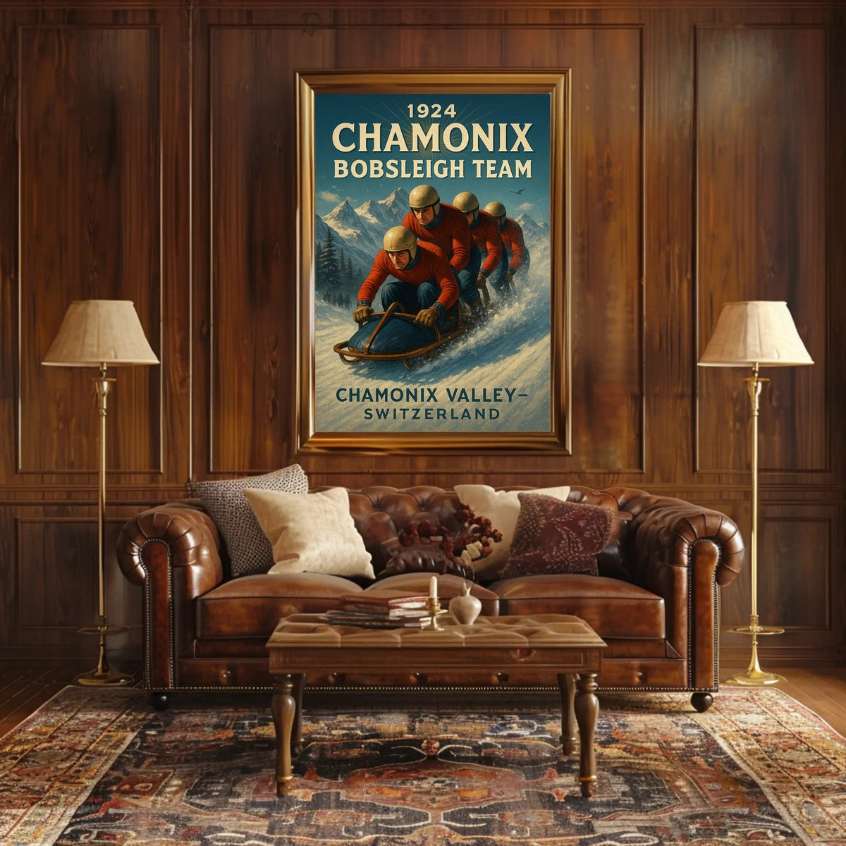 1924 Chamonix Bobsleigh Team Poster