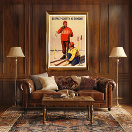 Winter Skiing Fitness Vintage Art Sports Poster