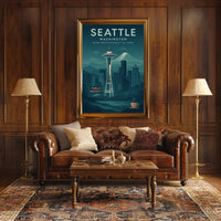 Seattle Space Needle Skyline Travel Poster PosterGoat