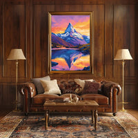 Matterhorn Sunset Reflection Vibrant Art Poster