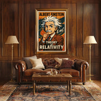Curious Einstein Relativity Vintage Science Poster