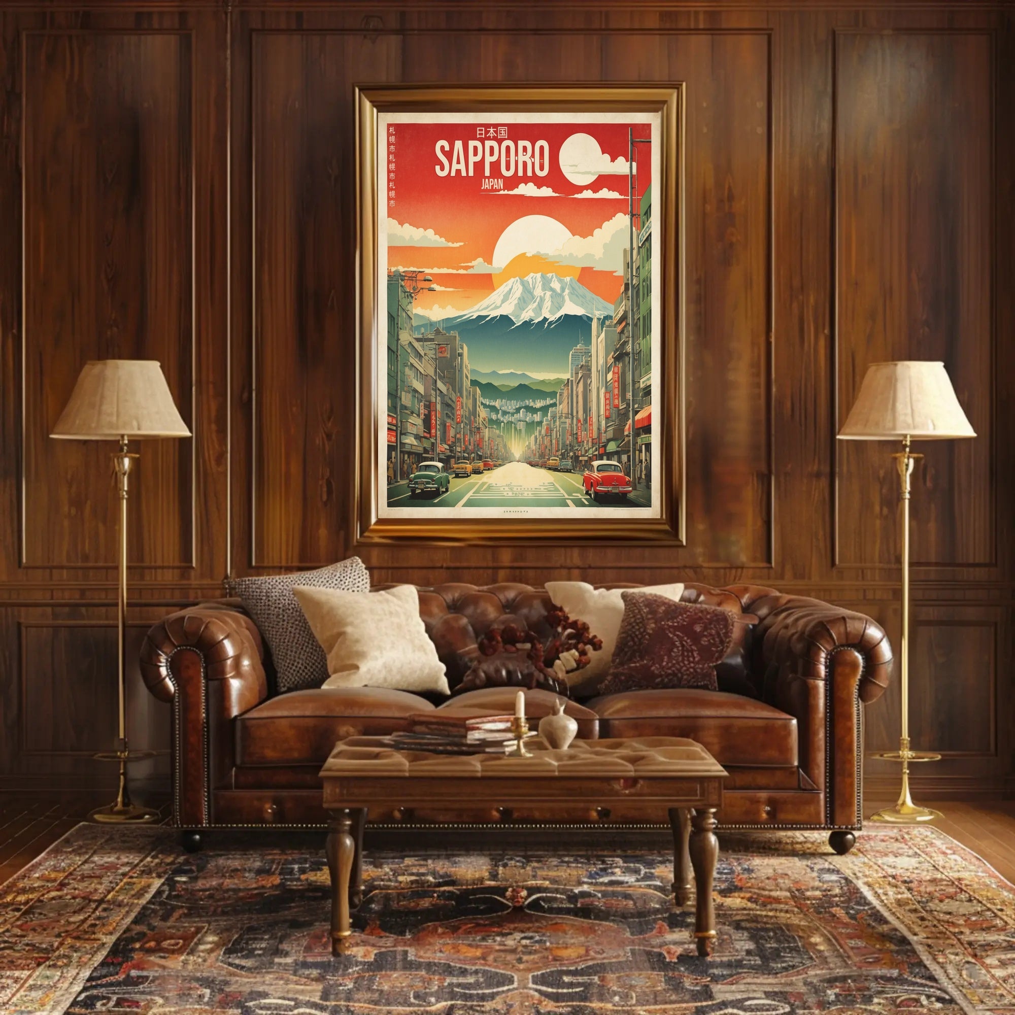 Retro Sapporo Japan Scene Vintage Travel Poster