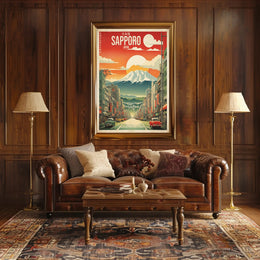 Retro Sapporo Japan Scene Vintage Travel Poster
